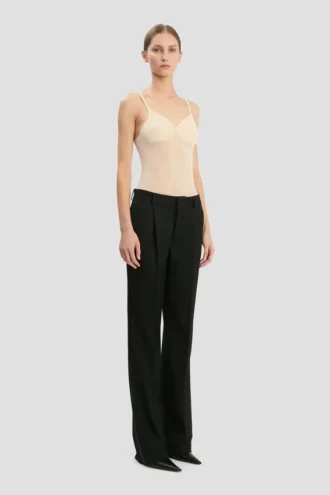 Maßgeschneiderte Hose mit geradem Bein in Schwarz