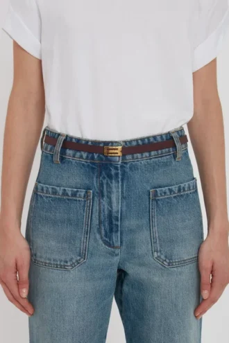 Micro-Dorian-Gürtel aus burgunderrotem Leder