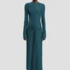 Midi-Kleid „Frances“ in Dunkelblaugrün