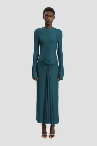 Midi-Kleid „Frances“ in Dunkelblaugrün