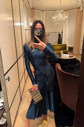 Midi-Kleid „Frances“ in Dunkelblaugrün