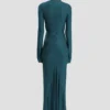 Midi-Kleid „Frances“ in Dunkelblaugrün