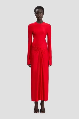 Midi-Kleid „Frances“ in Kardinalrot