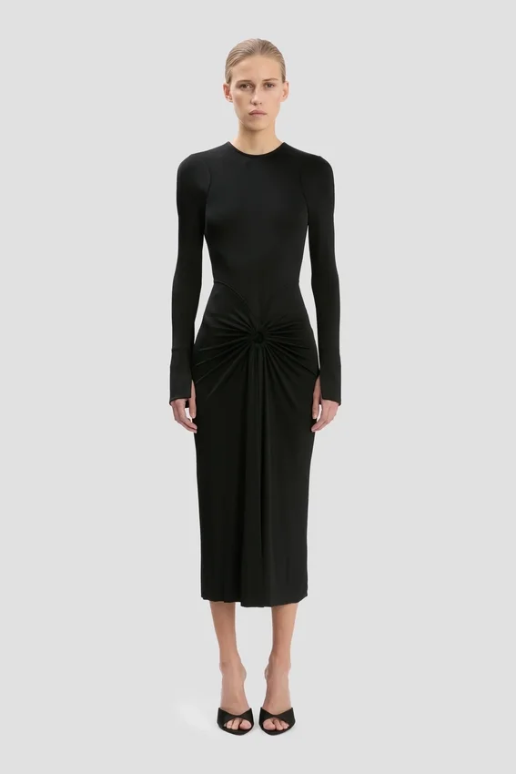 Midi-Kleid „Frances“ in Schwarz Midi-Kleid „Frances“ in Schwarz