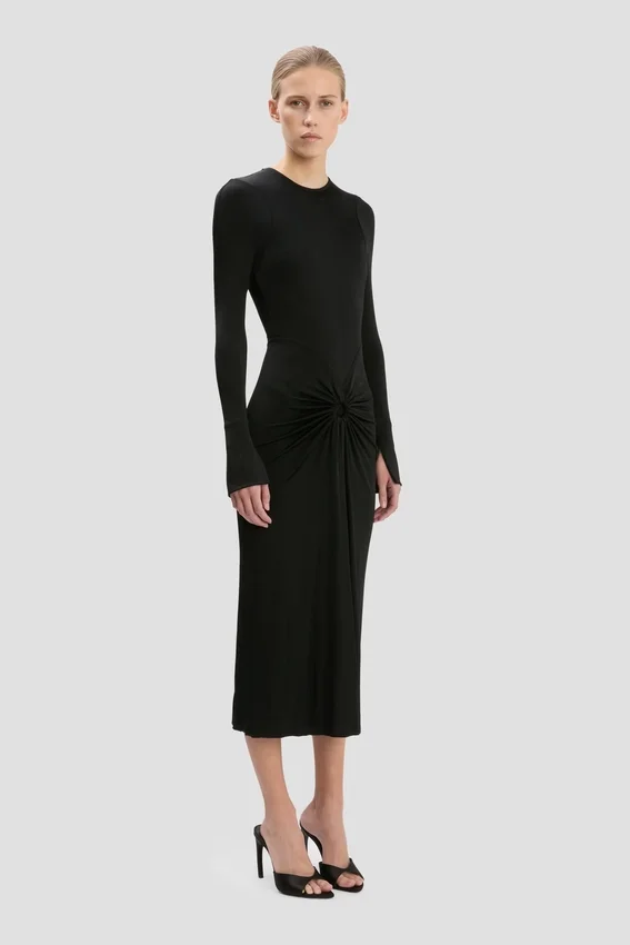 Midi-Kleid „Frances“ in Schwarz Midi-Kleid „Frances“ in Schwarz
