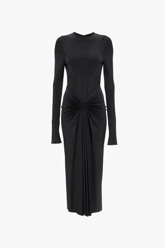Midi-Kleid „Frances“ in Schwarz Midi-Kleid „Frances“ in Schwarz