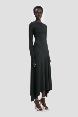 Midi-Kleid in Schwarz