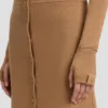 Midi-Rock mit Knöpfen in Camel