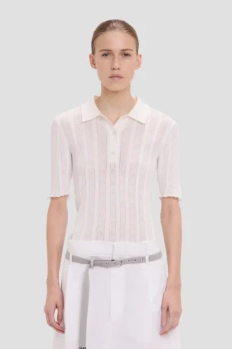 Polo-Shirt mit Rüschen in Weiß