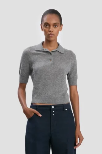 Polo-Top in Grau meliert Polo-Top in Grau meliert