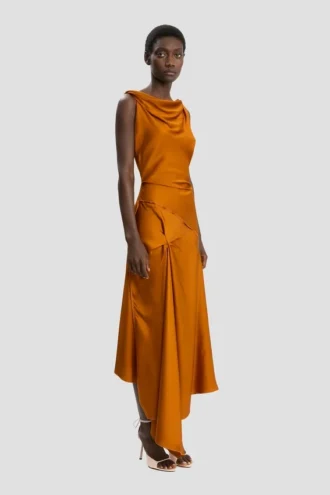 Posy Midi-Kleid in Bronze
