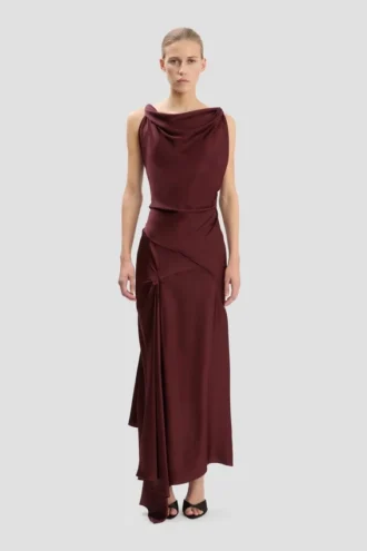 Posy Midi-Kleid in Burgunderrot