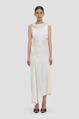 Posy Midi-Kleid in Elfenbein Posy Midi-Kleid in Elfenbein