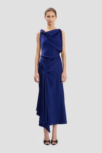 Posy Midi-Kleid in leuchtendem Indigo Posy Midi-Kleid in leuchtendem Indigo