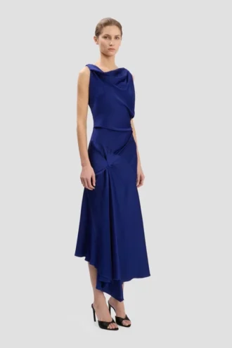 Posy Midi-Kleid in leuchtendem Indigo Posy Midi-Kleid in leuchtendem Indigo