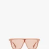 Rechteckige Schildsonnenbrille in Nude