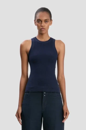 Rib-Tanktop in Marineblau