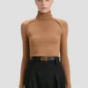 Rollkragenpullover in Dunkelcamel