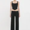 Satin-Hose mit Bund in Schwarz