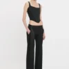 Satin-Hose mit Bund in Schwarz