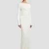 Schulterfreies Abendkleid in Elfenbein