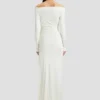 Schulterfreies Abendkleid in Elfenbein