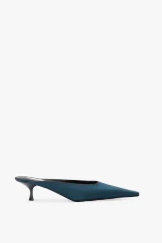 Sloane Mule 45 aus blaugrünem Satin