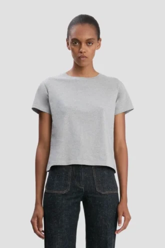 T-Shirt in Shrunken-Passform in Grau meliert