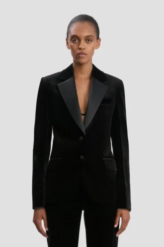 Taillierte Jacke aus schwarzem Samt