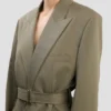 Taillierte Jacke mit Gürtel in Salbei-Melange Taillierte Jacke mit Gürtel in Salbei-Melange