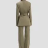 Taillierte Jacke mit Gürtel in Salbei-Melange Taillierte Jacke mit Gürtel in Salbei-Melange