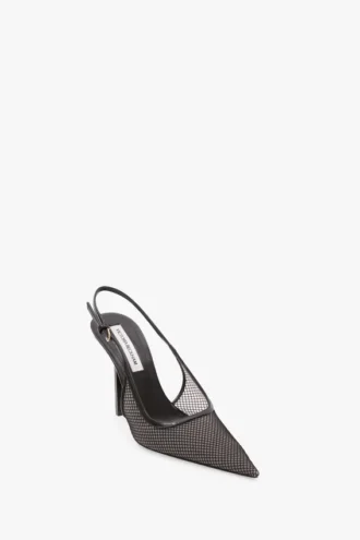 The Victoria Stiletto Slingback 100 aus schwarzem Mesh The Victoria Stiletto Slingback 100 aus schwarzem Mesh