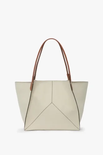 The Victoria Tote Bag Large aus elfenbeinfarbenem Canvas