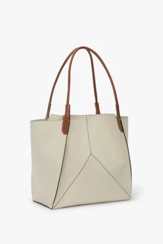 The Victoria Tote Bag Large aus elfenbeinfarbenem Canvas