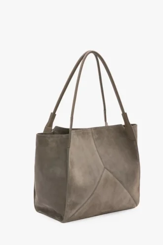 The Victoria Tote Bag Large aus kieselgrauem Wildleder The Victoria Tote Bag Large aus kieselgrauem Wildleder