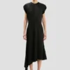 Twist Shoulder Dress in Schwarz