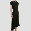 Twist Shoulder Dress in Schwarz