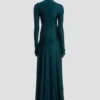 Twist-Taillenkleid in Dunkelblaugrün Twist-Taillenkleid in Dunkelblaugrün